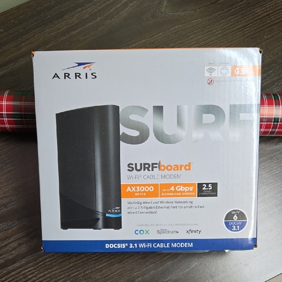 NEW IN BOX SURFboard Black Wi-Fi 6 Cable Modem